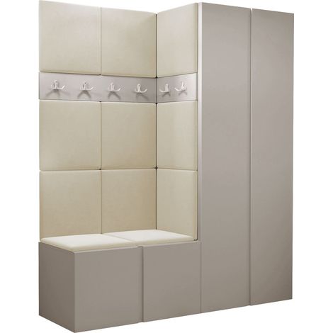 Meuble d'entrée Pinis III, Polo 872, 186x158x46cm, Tissu, Stratifié, À poser, Murale (1/5)
