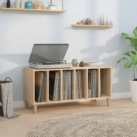 Meuble à disques vinyles avec rangement, bois d’ingénierie, chêne sonoma, 100 x 38 x 48 cm - PANGIVO (1/5)