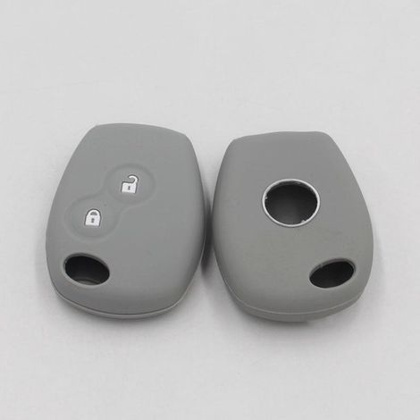Housse de clé voiture silicone gris CV4350 pour Renault Dacia 2 boutons, étui anti-rayures compatible télécommande (1/5)