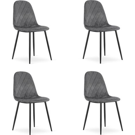 Lote de 4 sillas Valora DAPI terciopelo gris oscuro cómodas (1/5)