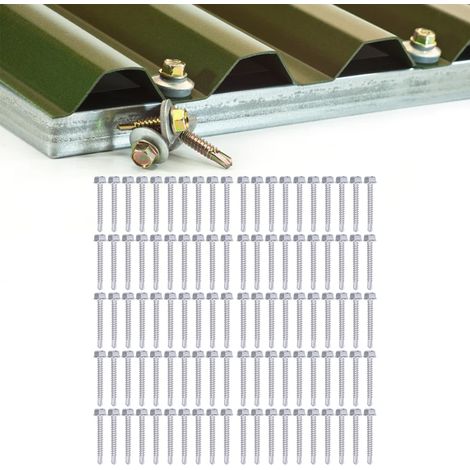 Vis à tête hexagonale externe en acier inoxydable 304 avec rondelles et capuchons autoperceurs, 4,2 x 32 po et 4,8 x 32 po (1/5)
