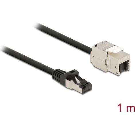 Delock Cable RJ45 macho a MÃ³dulo Keystone RJ45 hembra Cat.6A 1 m negro