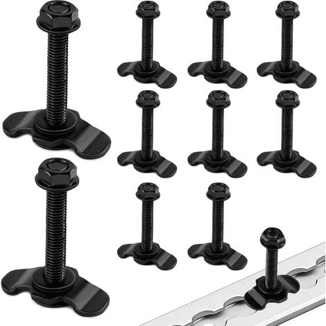 Schraubverbinder für Airline-Schienen M8 x 60 mm, Airline-Verbinder für Zurrschienen, Schraubverbinder-Set, einseitig, zur Ladungssicherung an Wohnwagen, Transportern und Anhängern, 10er-Packung (1/5)