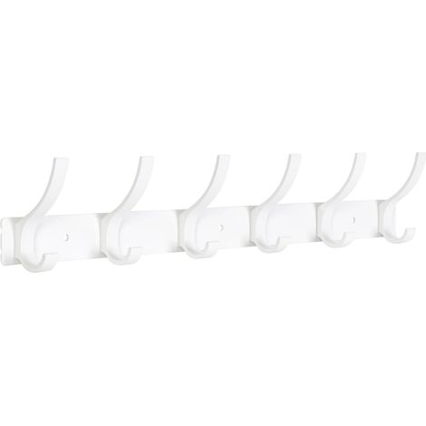 Manteau Mural avec 6 Crochets, Patere Salle de Bain Métal Patere Porte Manteau Blanc pour une Entrée, Chambre, Bain pour Manteaux, Vestes, Serviettes - 40CM