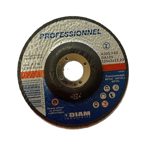 DISQUE ABRASIF ACIER Ø125 X 3 X 22.23 DIAM INDUSTRIE - DA125/22