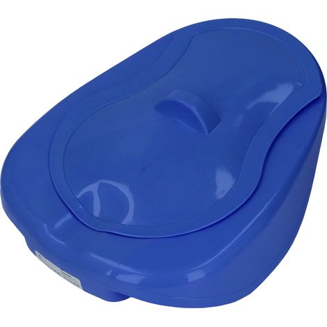 Bassin de lit médicalisé, urinoir robuste, bassin de lit chausson avec couvercle pour adultes âgés alités, bleu foncé (1/5)
