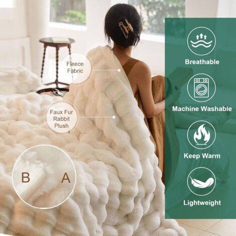 Manta suave y mullida para sofá – Piel sintética reversible – Lavable a máquina – Tamaño perfecto para cama y sofá (1/3)