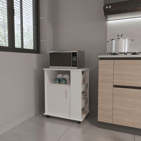 Armario inferiror Lower para microondas en melamina con gabinete y 4 estantes - Blanco (1/5)