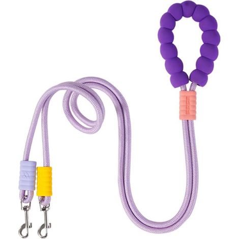 2 Laisse double pour chiens, 360° pivotante, nylon résistant 2,0 m, séparateur anti-entrelacement, poignée souple, idéale pour 2 chiens de taille moyenne