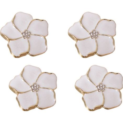 Lot de 4 poignées de meuble blanches pour tiroir et Boutons d'armoire , 4,3 x 4,3 cm, en alliage, avec Vis non fournies, trou de vis M4. (1/4)