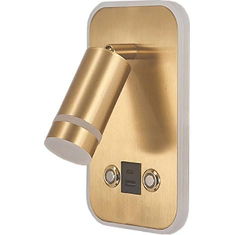 Lampe murale LED, lampe de lecture, spot réglable, lampe de lit à intensité variable à couleur changeante avec interrupteur et chargement USB (1/5)