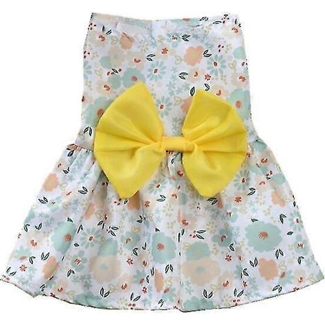 Vestido floral para perro, lindo, estilo broche, vestido de princesa con lazo fino, pequeño, fresco, dulce, sección primavera verano, vestidos de boda, falda para perro y gato 5 (1/5)