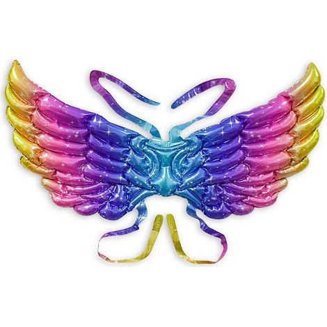 Ballon en aluminium ailes de papillon arc-en-ciel avec sangles