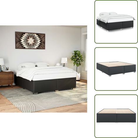 Cadre de lit sans matelas noir 180x200 cm similicuir - Cadre De Lit - Cadres De Lit - Sommier - Meuble De Chambre À Coucher (1/5)