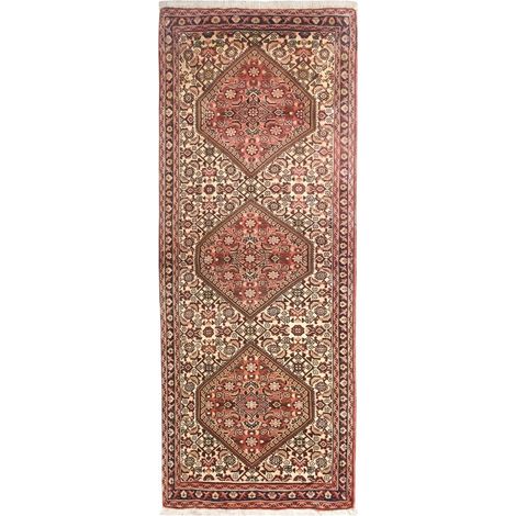 Tapis d'orient 63 x 158 cm, motif oriental, Rouge et beige, noué main en laine, artisanal d'Iran (1/5)