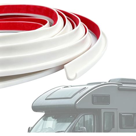 Gouttière Camping Car,5 M Gouttiere TPE en Forme de J,Gouttière pour Pavillon Autocollante pour Camping-Cars Fourgonnettes Camions Bateaux Bordures de Toit,Blanc (1/5)
