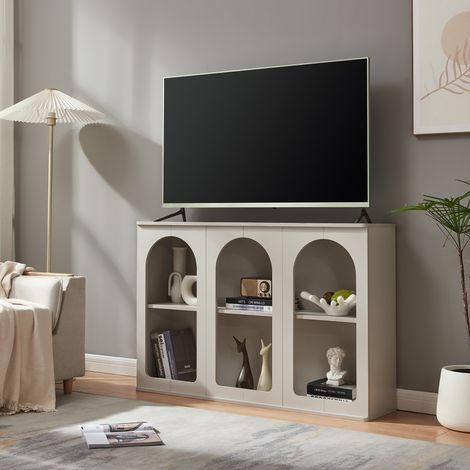 Credenza Trorhun Mobile Contenitore con Ripiano 120x30x80 cm - Grigio [en.casa]