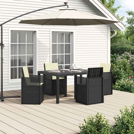 vidaXL Conjunto de Comedor de Jardín 5 uds. Antracita y Crema PP (1/5)