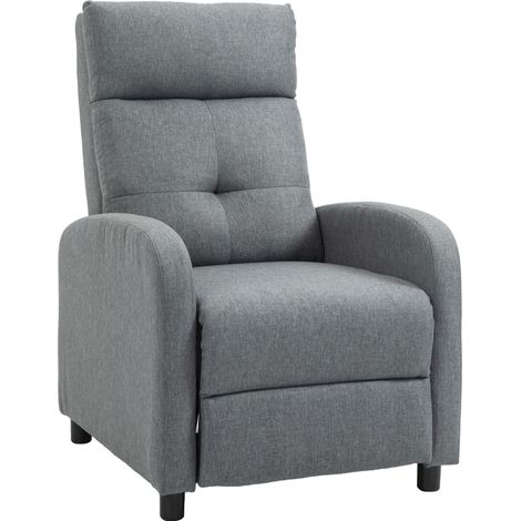 Relaxsessel mit Liegefunktion in Leinenoptik Grau, Taschenfedern, bis 150 kg (1/5)