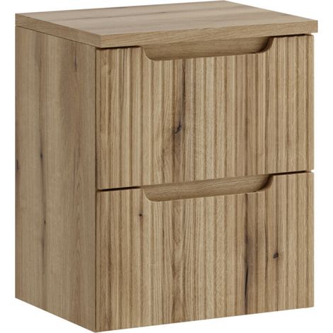 Furnidea - Meuble suspendu sous vasque 50 cm avec plan et 2 tiroirs NOVA chêne Coast Evoke (1/5)
