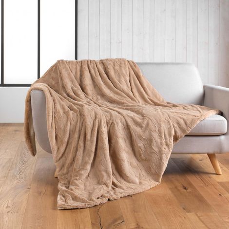 Douceur-dinterieur Plaid imitation fourrure sable 180 x 220 cm (1/6)