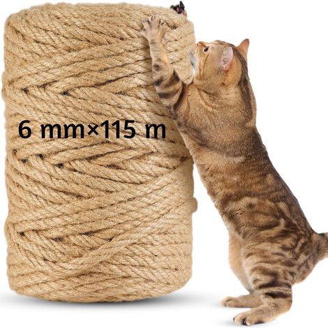115m Corde pour Arbre à Chat en Sisal Naturel 6mm - Rouleau pour Griffoir, Bricolage DIY, Décoration Maison/Jardin - Corde Arbre à Chat de Remplacement (115 m x 6 mm) (1/5)