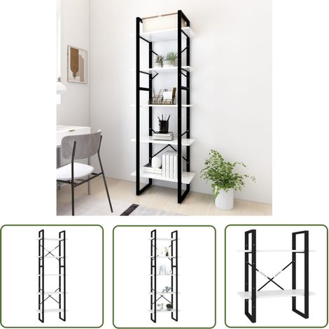 The Living Store Bücherregal 5 Fächer Weiß 60x30x175 cm Holzwerkstoff - BucheRegal - Holzmöbel - Weißes Regal - Bücherständer - Wohnzimmer Dekoration (1/5)
