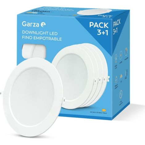 Pack Plafonnier de 3+1 spots LED encastrables, circulaires, extra-plats, 22 cm, 18 W, lumière froide 6500K, 1950 lm, 30 000 h, IP20, blanc (1/5)
