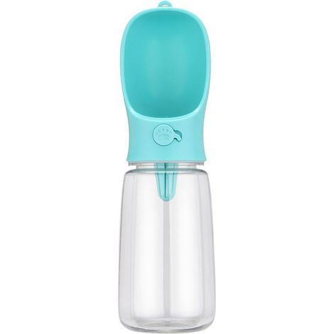 Dog water bottle, portable leak-proof pet water dispenser, for walks, hikes, travel, food-grade plastic (550 ml, blue) (1/5)
