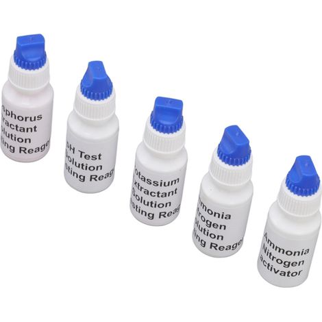 Solution Liquide de Test de Sol - Mesure du pH, Azote, Phosphore, Potassium pour Jardin et Agriculture (1/5)
