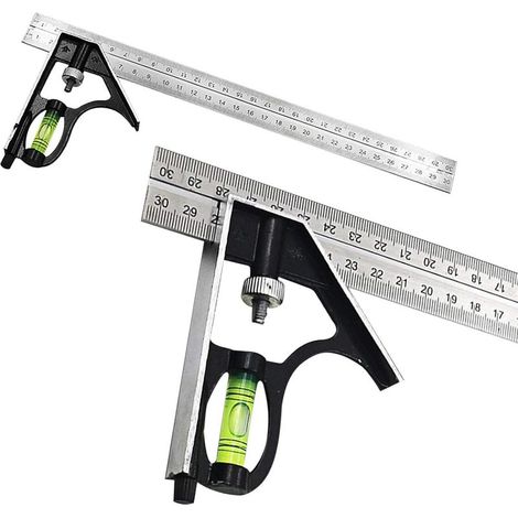 GROOFOO Équerre Combinée Inox, Rapporteur d'Angle, Règle Parallèle de Menuisier, Outil de Marquage Bois pour Mesures (1/5)