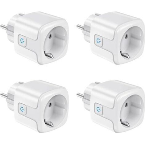 Prise connectée Wi-Fi, prise intelligente 2,4 GHz, 16 A type F, suivi de la consommation d'énergie, commande vocale, télécommande, lot de 4 prises intelligentes, compatible avec Alexa, Google H (1/4)