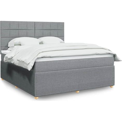 Boxspringbett mit Matratze Hellgrau 180x200 cm Stoff