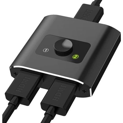 HDMI Switch, Bidirectional HDMI Switch 1 Input 2 Outputs or 2 Inputs to 1 Output HDMI Splitter, Supports 4K 3D 1080P, Xbox, PS4 (1/4)