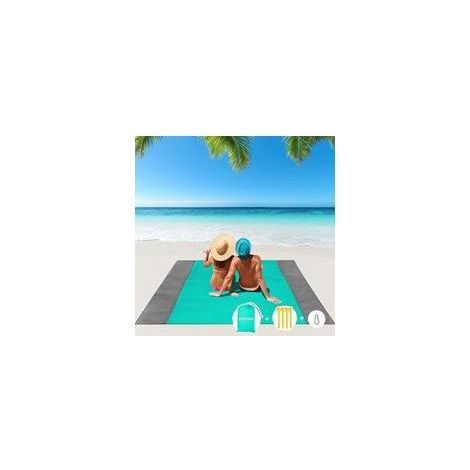 Esterilla de playa impermeable de 200x210 cm con esquinas de fijación - Perfecta para la playa, picnics, acampadas y viajes. (1/4)