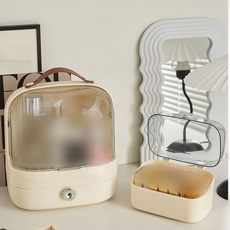 Boîte de rangement cosmétique de bureau, boîte/étagère de rangement haut de gamme, anti-poussière et raffinée. (1/5)