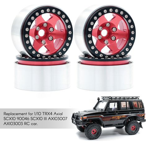 Jante de roue en alliage d'aluminium, moyeu de jantes à billes, 4 pièces de remplacement pour voiture RC 1/10 TRX4 Axial SCX10 90046 III AXI03007 AXI03003 (1/5)