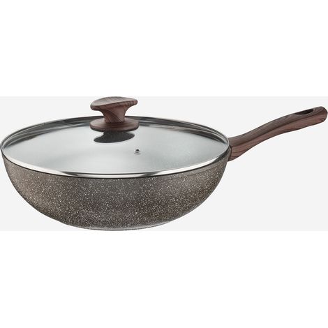 Wok antiaderente induzione 28 cm con coperchio effetto pietra Chalet (1/4)