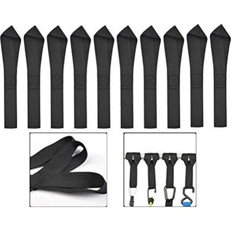 10x Spanngurte 20cm Schwarz, 125kg Belastbarkeit, für Motorrad, ATV, UTV