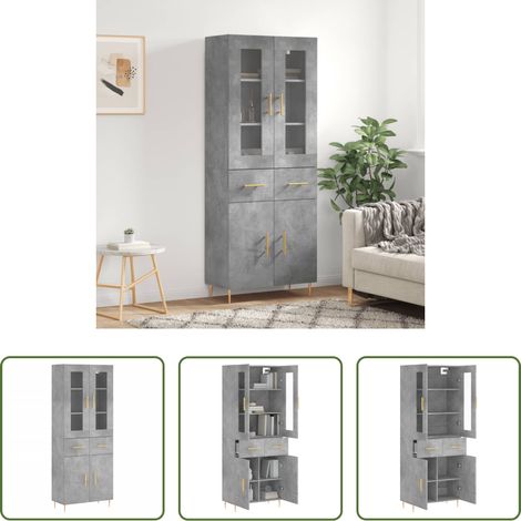 Holzwerkstoff -  Highboard Betongrau 69,5x34x180 cm Holzwerkstoff (1/5)