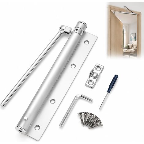 ferme porte automatique intérieur extérieur 1 pièce fermeture amortie acier inox silencieux pour bois aluminium argentée usage maison bureau (1/4)