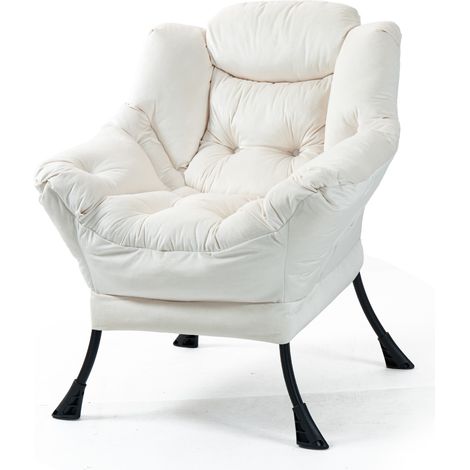 Fauteuil relax avec structure métal et poche latérale, chaise confortable pour salon, balcon et chambre (1/5)