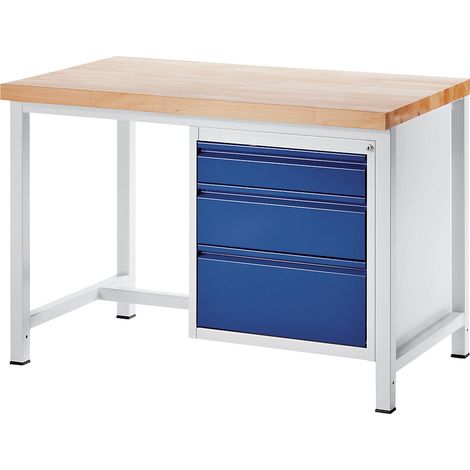 RAU, Établi sur piétement, 3 tiroirs taille L - hauteur de (1/2)