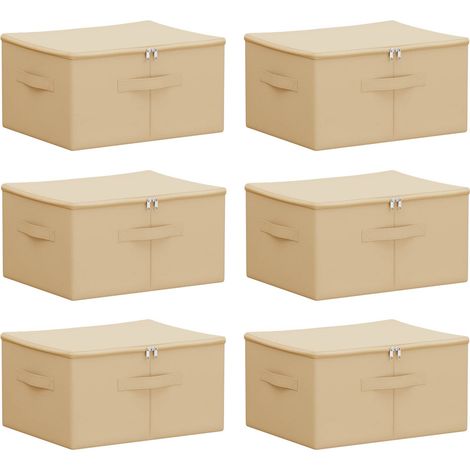 Storage Box 6 pcs Cream 50 x 30 x 25 cm Non-woven fabric vidaXL