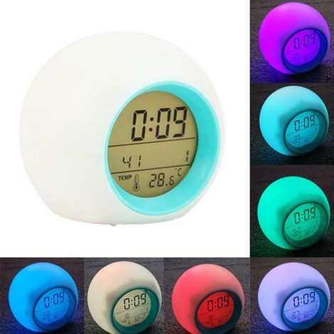 LED-Wecker für Kinder, leuchtender Wecker mit 7 wechselnden Farben für Kinder