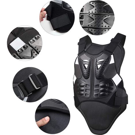Gilet de protection moto professionnel, dorsale et sternale, coque rigide, pour skate et motocross, taille unique, noir, équipement de sécurité homme et femme (1/5)