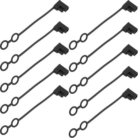 Lot de 10 Capuchons de Protection étanches à La Poussière SAE 2 Broches Borne 4,5 en PVC Noir avec Cordon de Serrage 125 Mm (1/5)
