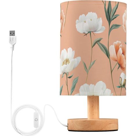 Lampes de table nuit mignonnes pivoines pêche chevet pour lampe (1/5)