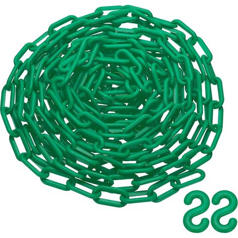 25 Pieds Chaîne En Plastique, Barrière De Sécurité Chaîne 0.8x1.4 Pouce Boucle Léger Imperméable Contrôle Foule File D'Attente Concerts Parking DIY Clôture Porte, Vert (1/5)