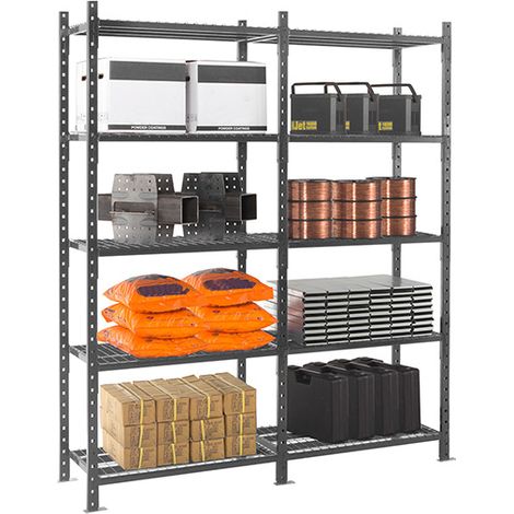 Regale mit Fachböden aus Gitter: Sprinklerstandard - 5 Ebenen - Startmodul - BxHxT: 1260x2500x600mm - RAYOSPR/5N/1260/D